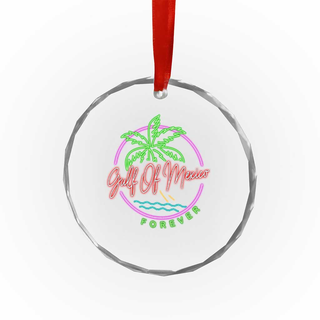 Gulf Of Mexico Forever Crystal Glass Ornament Beach Coconut Palm Tree Neon Light - Print Your Wear