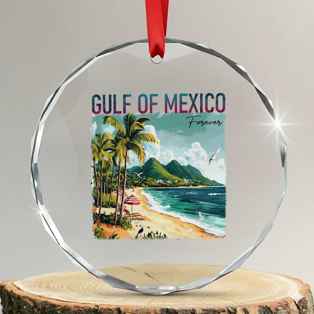 Gulf of Mexico Forever Crystal Glass Ornament Retro Beach TS02 Transparent Glass 3'' Circle Print Your Wear