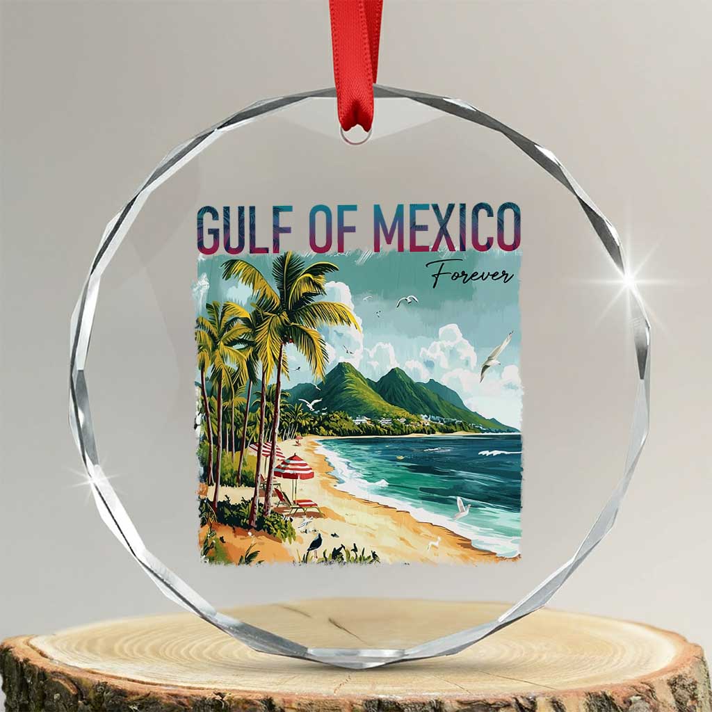 Gulf of Mexico Forever Crystal Glass Ornament Retro Beach TS02 Transparent Glass 3'' Circle Print Your Wear