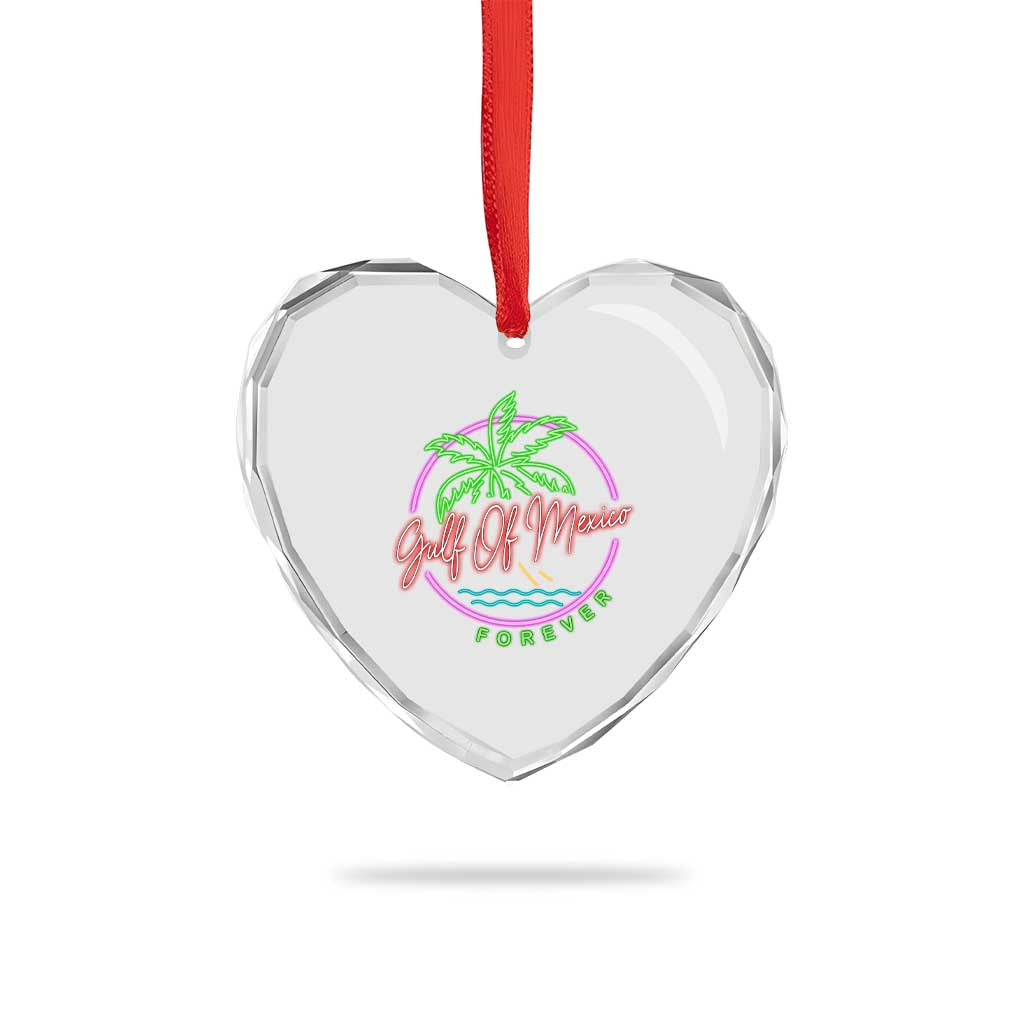 Gulf Of Mexico Forever Heart Crystal Glass Ornament Beach Coconut Palm Tree Neon Light TS11 Print Your Wear