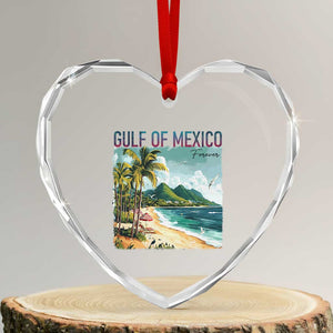 Gulf of Mexico Forever Heart Crystal Glass Ornament Retro Beach TS02 Transparent Glass 3'' Heart Print Your Wear