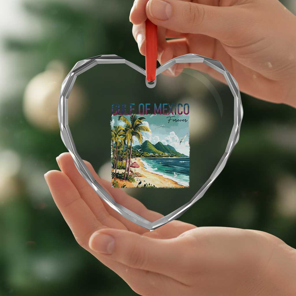 Gulf of Mexico Forever Heart Crystal Glass Ornament Retro Beach TS02 Print Your Wear
