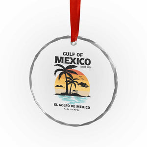 Gulf of Mexico Forever Since 1550 Crystal Glass Ornament Golfo De Mexico Para Siempre Retro Beach TS02 Print Your Wear