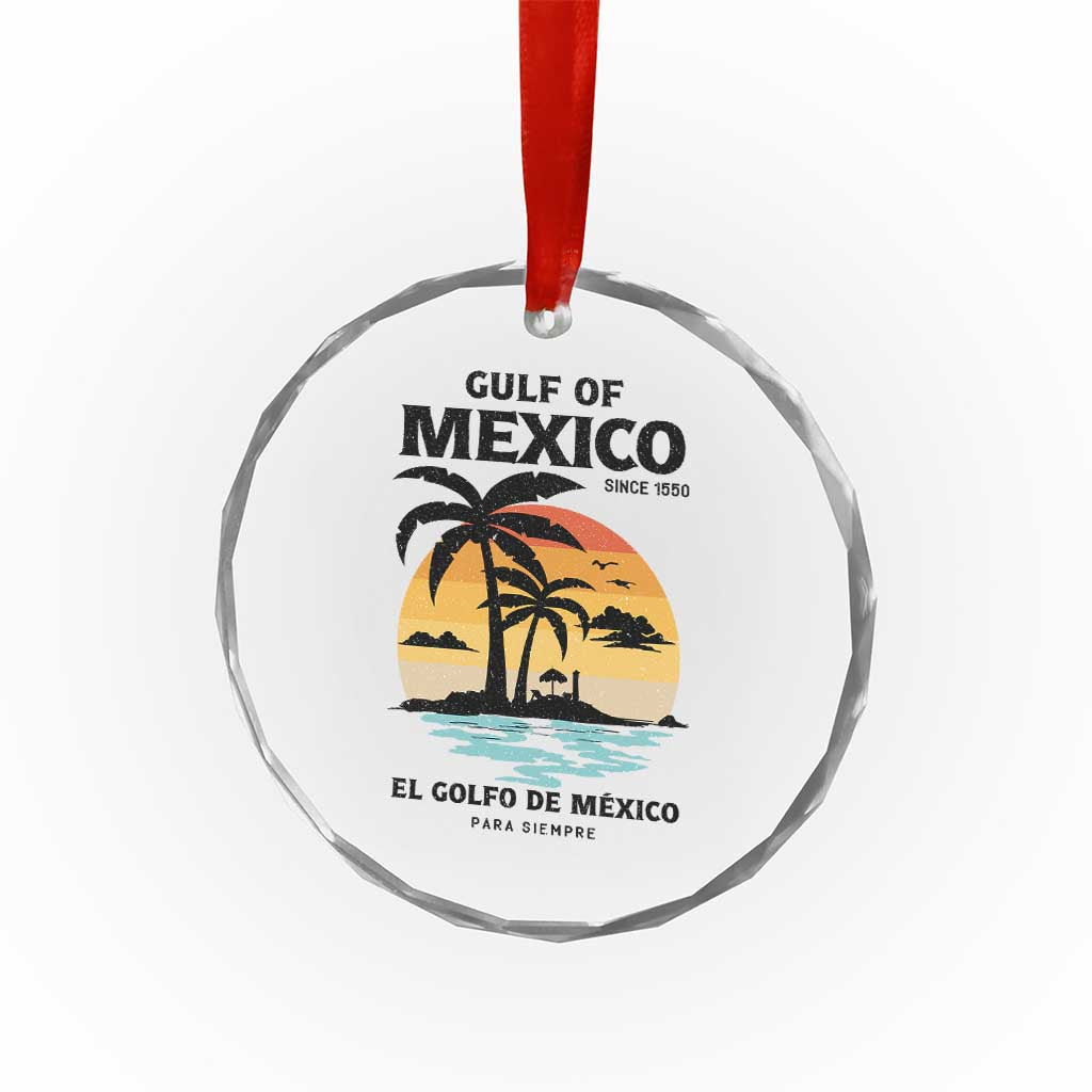 Gulf of Mexico Forever Since 1550 Crystal Glass Ornament Golfo De Mexico Para Siempre Retro Beach TS02 Print Your Wear