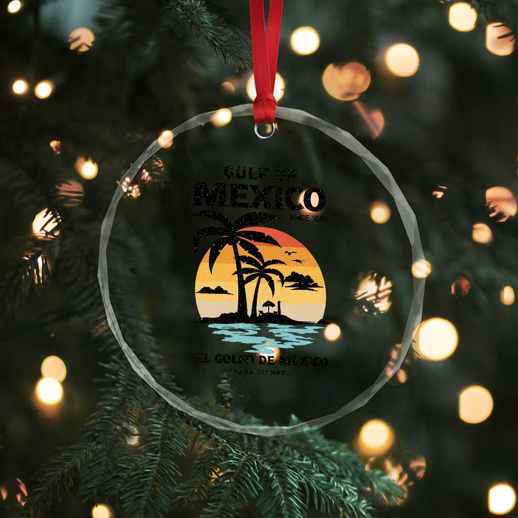 Gulf of Mexico Forever Since 1550 Crystal Glass Ornament Golfo De Mexico Para Siempre Retro Beach TS02 Print Your Wear