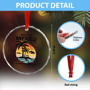 Gulf of Mexico Forever Since 1550 Crystal Glass Ornament Golfo De Mexico Para Siempre Retro Beach TS02 Print Your Wear