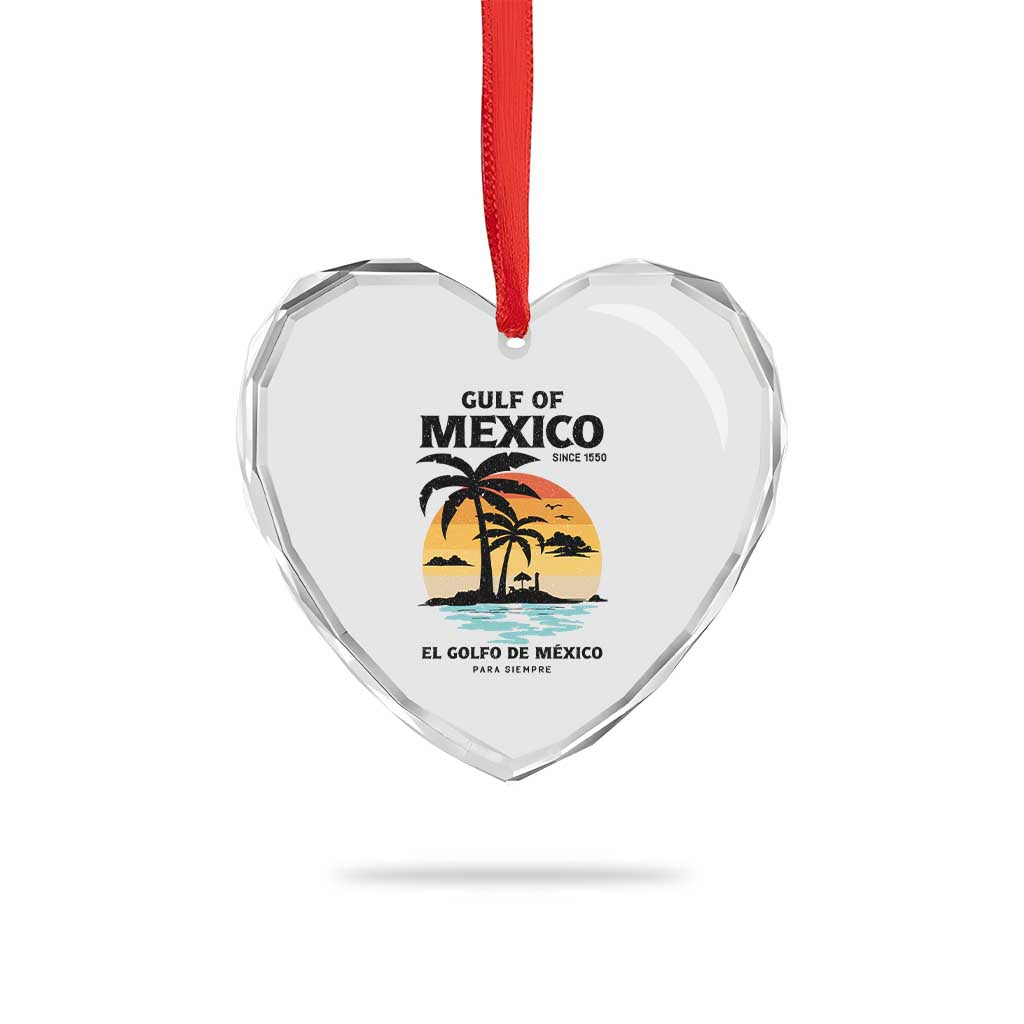 Gulf of Mexico Forever Since 1550 Heart Crystal Glass Ornament Golfo De Mexico Para Siempre Retro Beach TS02 Print Your Wear