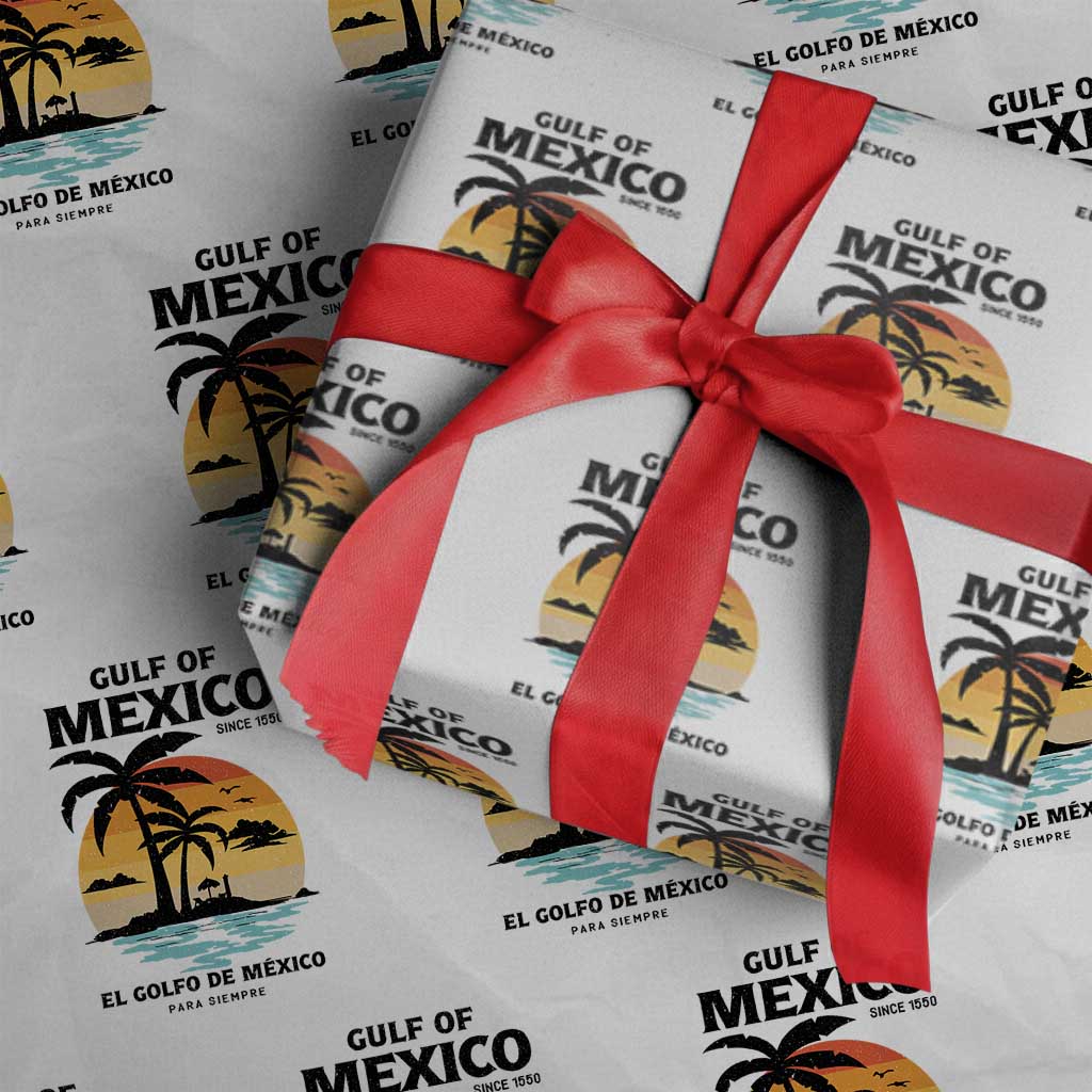 Gulf of Mexico Forever Since 1550 Wrapping Paper Roll Golfo De Mexico Para Siempre Retro Beach TS02 White Print Your Wear
