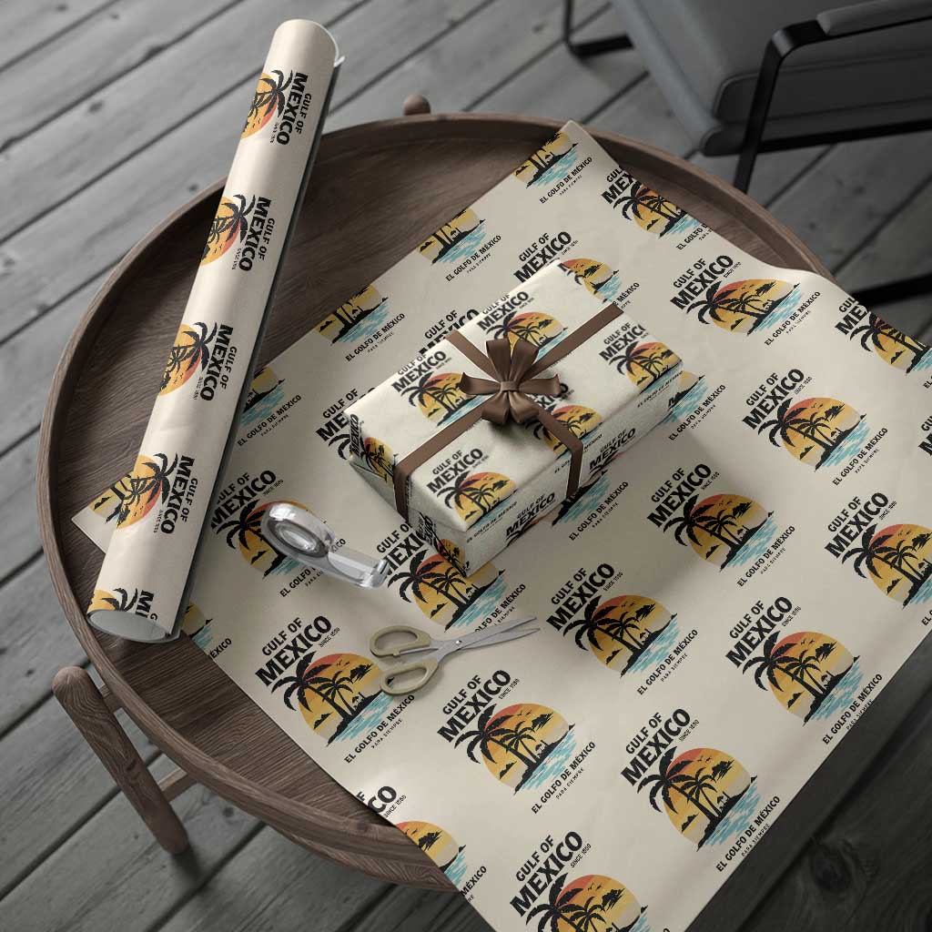 Gulf of Mexico Forever Since 1550 Wrapping Paper Roll Golfo De Mexico Para Siempre Retro Beach TS02 Beige Print Your Wear