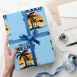 Gulf of Mexico Forever Since 1550 Wrapping Paper Roll Golfo De Mexico Para Siempre Retro Beach TS02 Light Blue Print Your Wear
