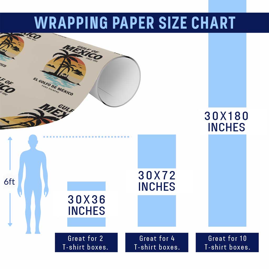 Gulf of Mexico Forever Since 1550 Wrapping Paper Roll Golfo De Mexico Para Siempre Retro Beach TS02 Print Your Wear