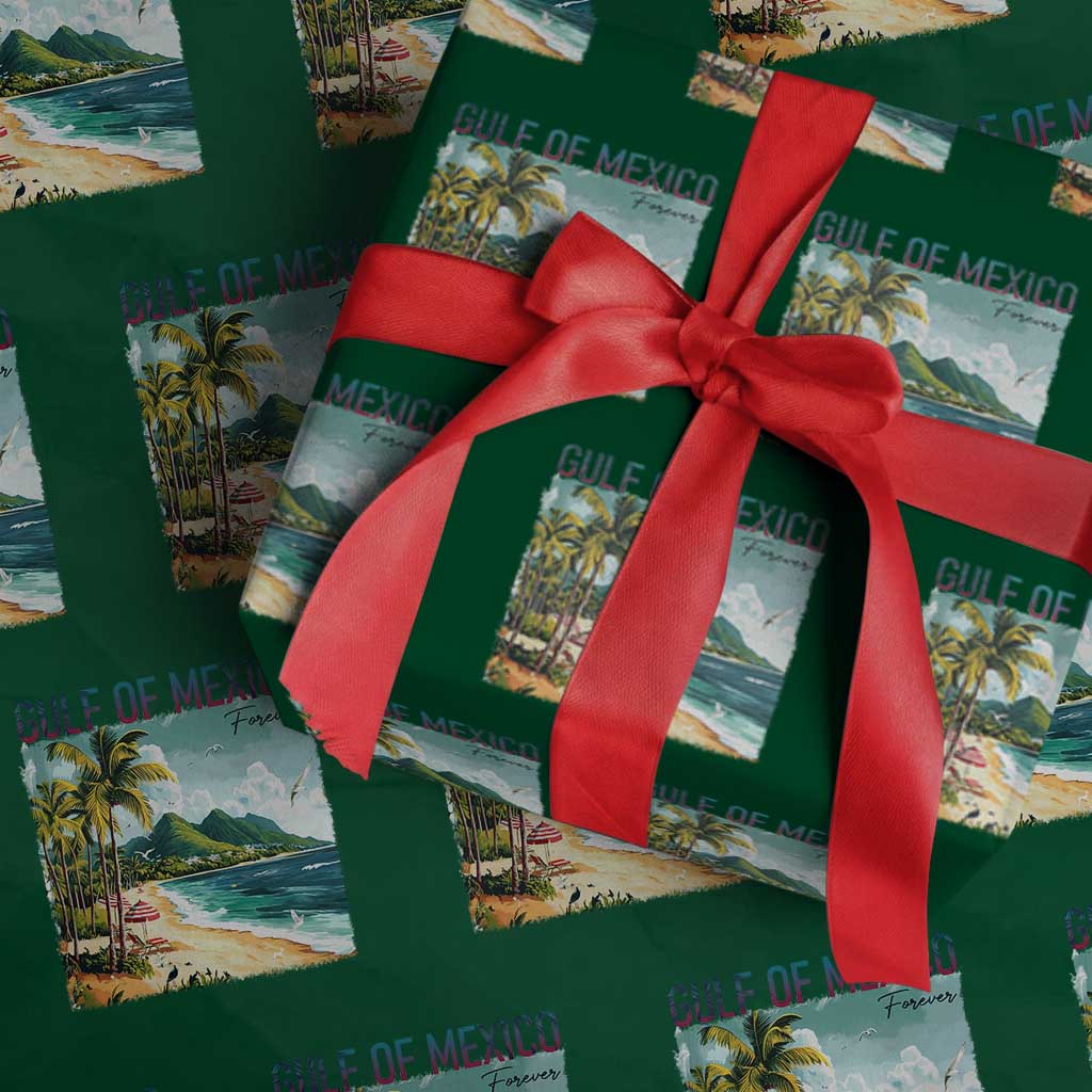 Gulf of Mexico Forever Wrapping Paper Roll Retro Beach TS02 Green Print Your Wear