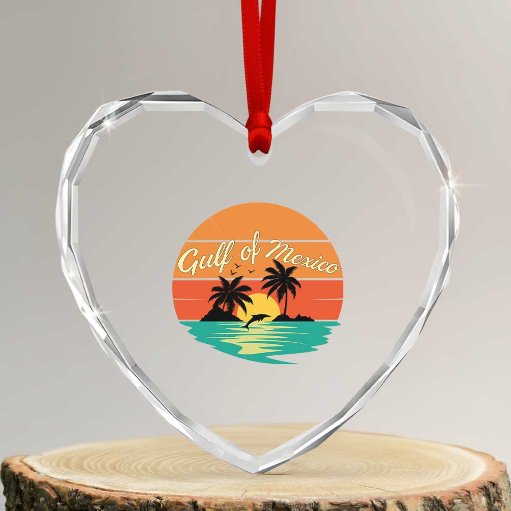Gulf Of Mexico Heart Crystal Glass Ornament Forever Beach Palms Summer Vacation TS02 Transparent Glass 3'' Heart Print Your Wear