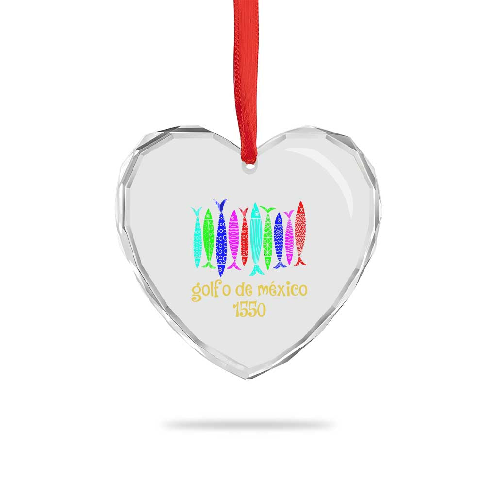 Gulf of Mexico Heart Crystal Glass Ornament Golfo de México 1550 Retro Tuna TS02 Print Your Wear