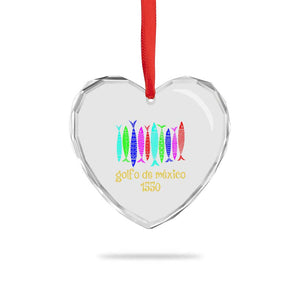 Gulf of Mexico Heart Crystal Glass Ornament Golfo de México 1550 Retro Tuna TS02 Print Your Wear