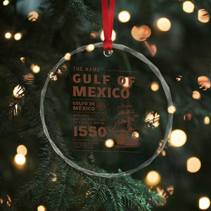 Gulf of Mexico Name Origin 1550 Crystal Glass Ornament Sailing Ship Retro Vintage TS02 Print Your Wear