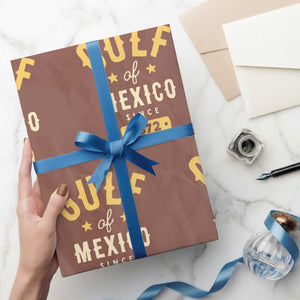 Gulf of Mexico Since 1672 Wrapping Paper Roll Golfo de Mexico Classic Vintage TS02 Mocha Print Your Wear