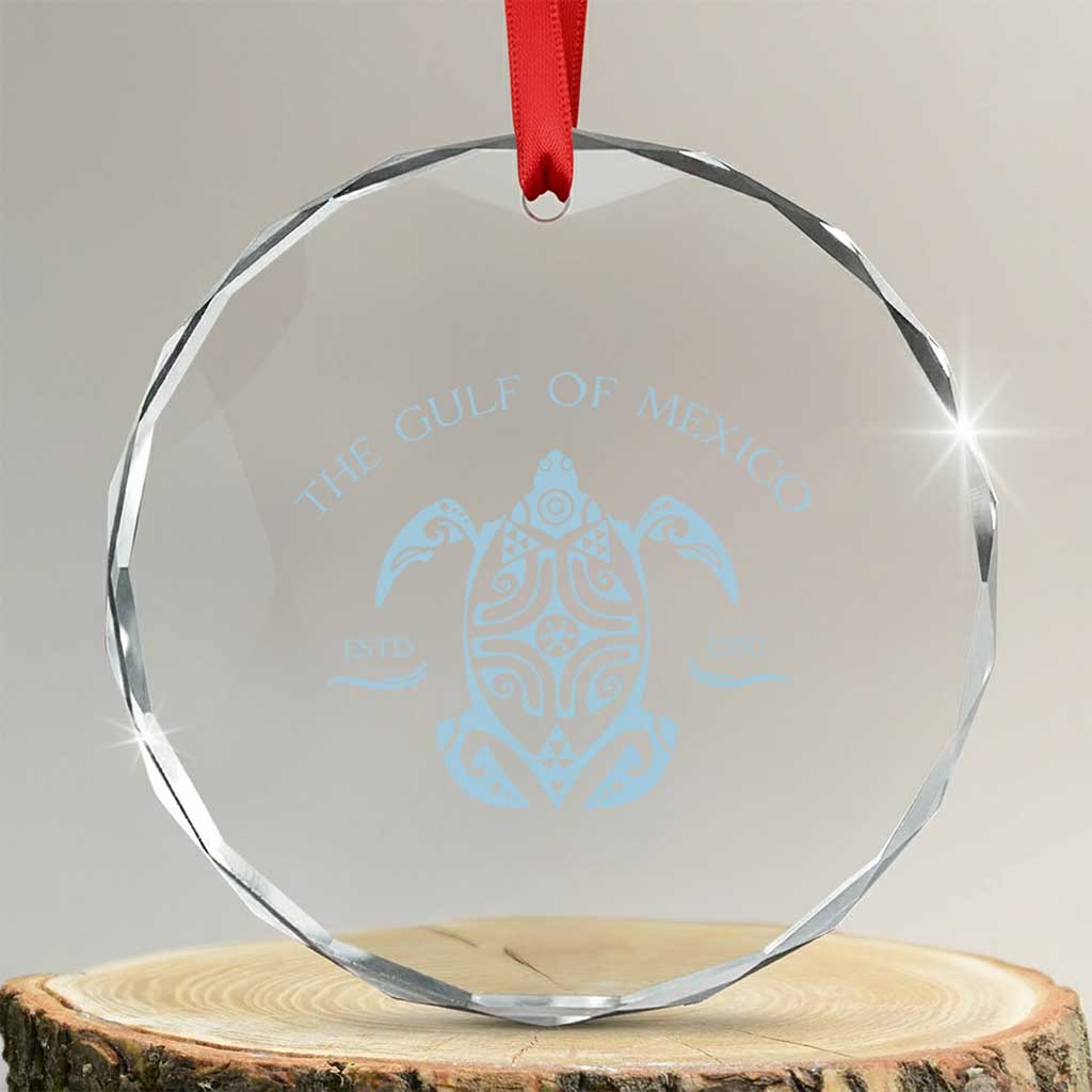 Gulf of Mexico Turtle Crystal Glass Ornament Golfo de Mexico Forever TS02 Transparent Glass 3'' Circle Print Your Wear