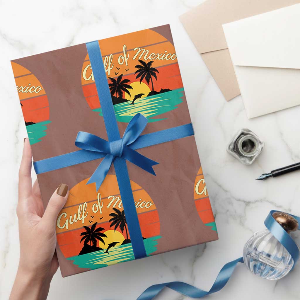 Gulf Of Mexico Wrapping Paper Roll Forever Beach Palms Summer Vacation TS02 Mocha Print Your Wear