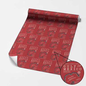 Gulf of Mexico Wrapping Paper Roll Golfo De Mexico Historic Map 1672 TS02 Red Print Your Wear