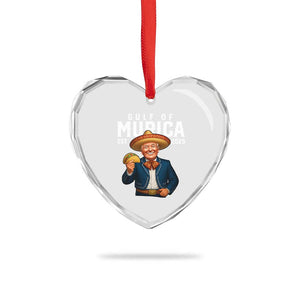 Gulf of Murica Est. 2025 Heart Crystal Glass Ornament Funny Trump Sombrero Taco Parody TS02 Print Your Wear