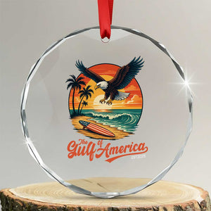 Gulf of USA 2025 Bald Eagle Crystal Glass Ornament Vintage Patriotic Beach Sunset 4th Of July TS02 Transparent Glass 3'' Circle Print Your Wear