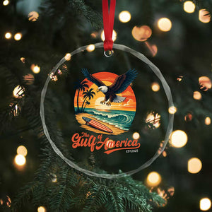 Gulf of USA 2025 Bald Eagle Crystal Glass Ornament Vintage Patriotic Beach Sunset 4th Of July TS02 Print Your Wear