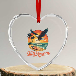 Gulf of USA 2025 Bald Eagle Heart Crystal Glass Ornament Vintage Patriotic Beach Sunset 4th Of July TS02 Transparent Glass 3'' Heart Print Your Wear