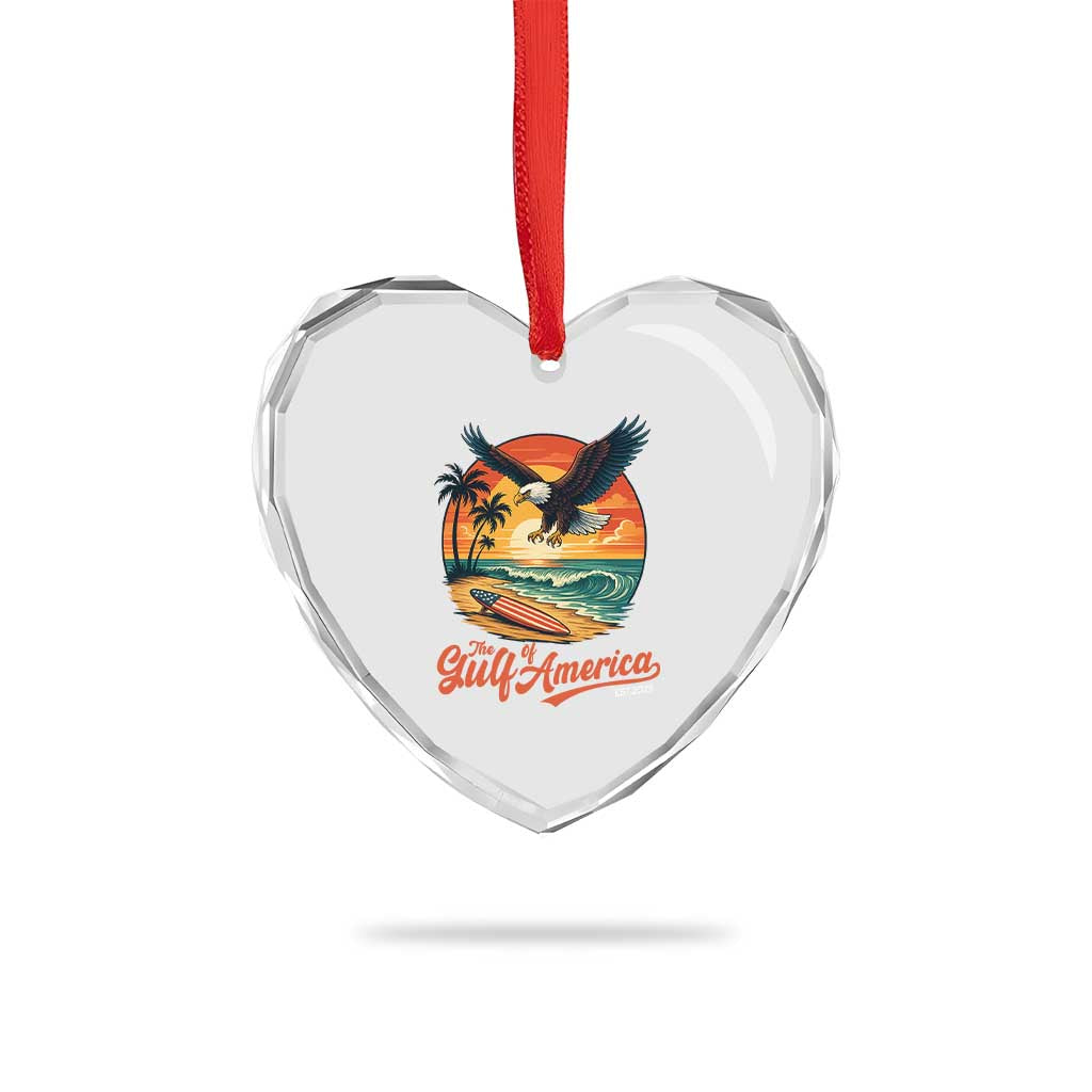 Gulf of USA 2025 Bald Eagle Heart Crystal Glass Ornament Vintage Patriotic Beach Sunset 4th Of July TS02 Print Your Wear