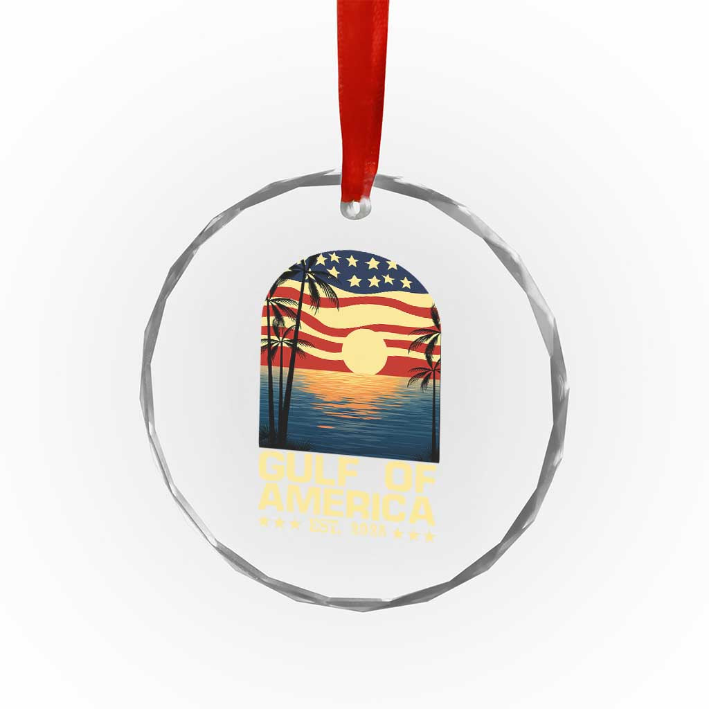 Gulf Of USA Crystal Glass Ornament Est 2025 American Flag Retro TS02 Print Your Wear