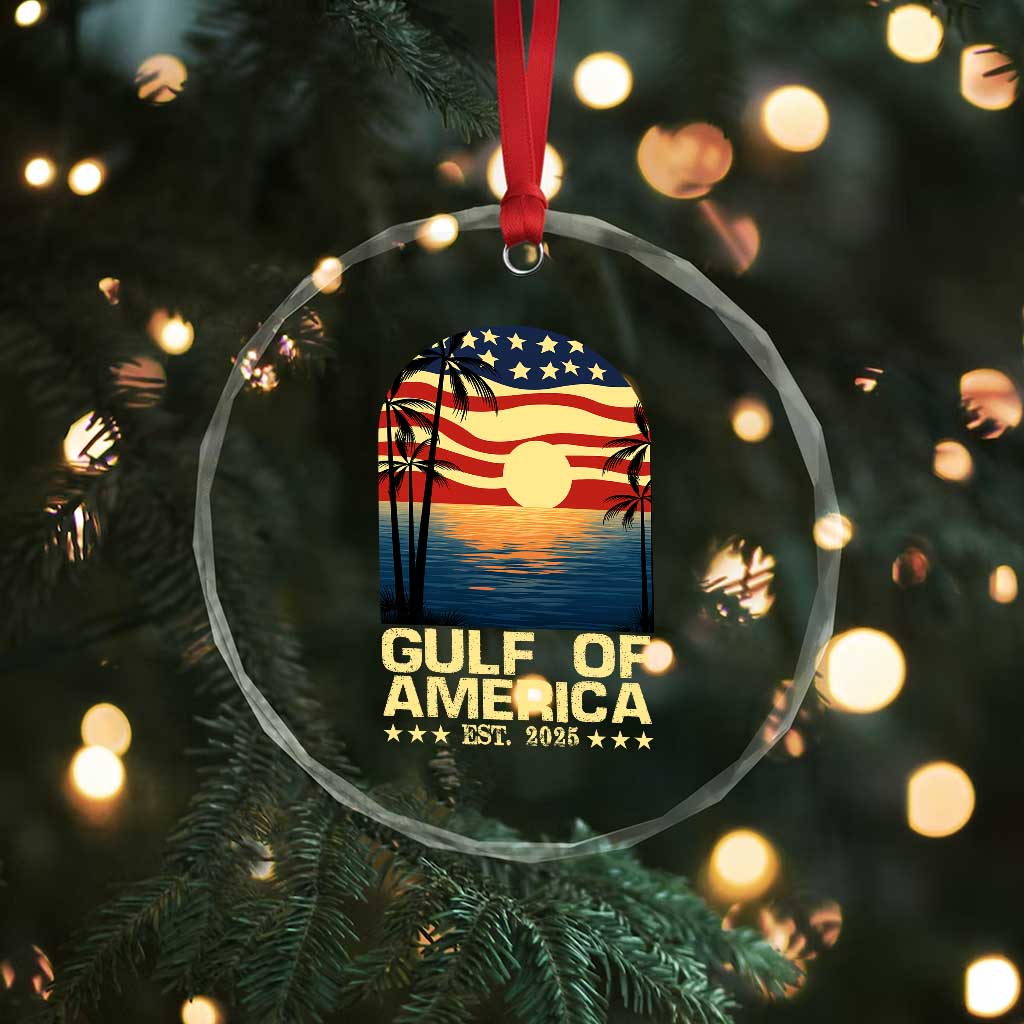 Gulf Of USA Crystal Glass Ornament Est 2025 American Flag Retro TS02 Print Your Wear