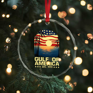 Gulf Of USA Crystal Glass Ornament Est 2025 American Flag Retro TS02 Print Your Wear