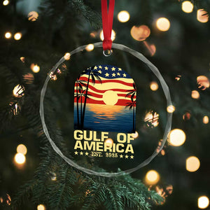 Gulf Of USA Crystal Glass Ornament Est 2025 American Flag Retro TS02 Print Your Wear