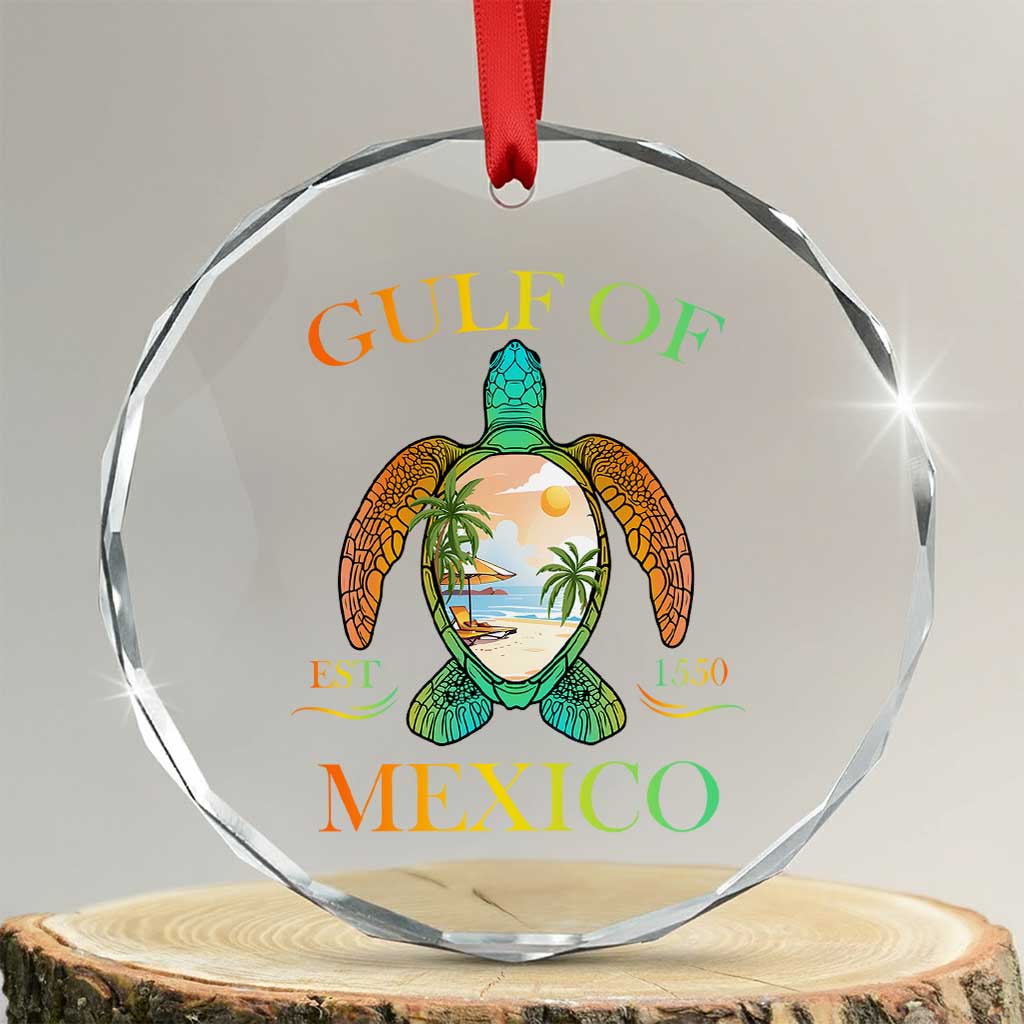 Gulf Of USA Est 2025 Crystal Glass Ornament Funny Turtle Beach Vibe TS02 Transparent Glass 3'' Circle Print Your Wear