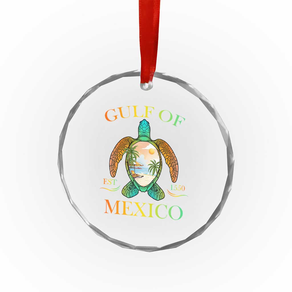 Gulf Of USA Est 2025 Crystal Glass Ornament Funny Turtle Beach Vibe TS02 Print Your Wear