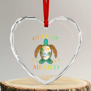 Gulf Of USA Est 2025 Heart Crystal Glass Ornament Funny Turtle Beach Vibe TS02 Transparent Glass 3'' Heart Print Your Wear