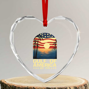 Gulf Of USA Heart Crystal Glass Ornament Est 2025 American Flag Retro TS02 Transparent Glass 3'' Heart Print Your Wear