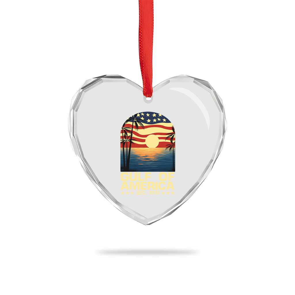 Gulf Of USA Heart Crystal Glass Ornament Est 2025 American Flag Retro TS02 Print Your Wear