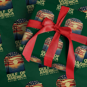 Gulf Of USA Wrapping Paper Roll Est 2025 American Flag Retro TS02 Green Print Your Wear