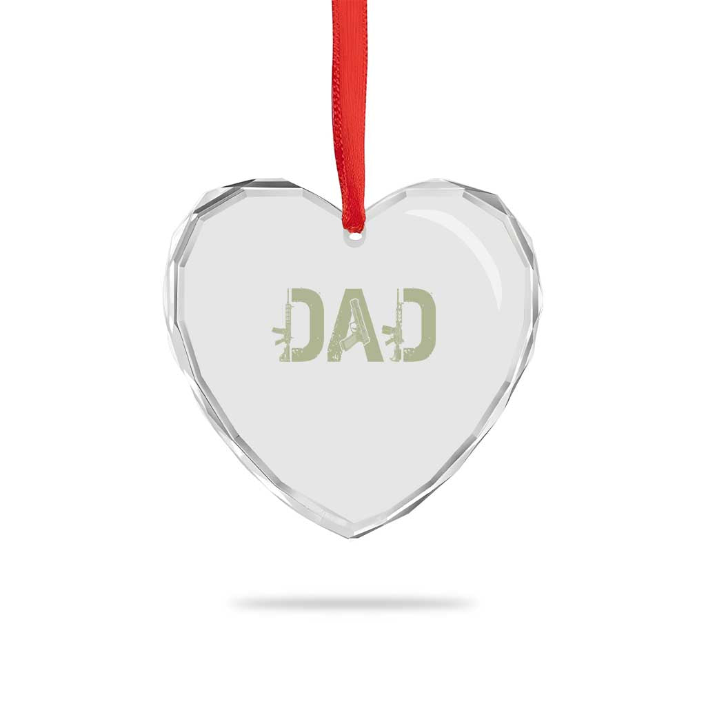 Gun Lover Dad Heart Crystal Glass Ornament Funny Hunter Dad Fathers Day Gift TS12 Print Your Wear