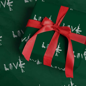 Gun Lover Wrapping Paper Roll LOVE AR15 Handgun Grenade TS02 Green Print Your Wear