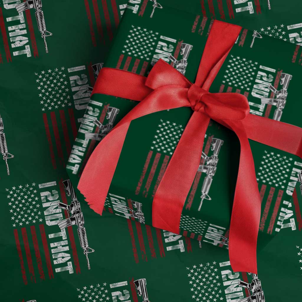 Gun Rights Patriotic Wrapping Paper Roll I 2nd That Second Amendment Pro Gun American Flag TS02 Green Print Your Wear