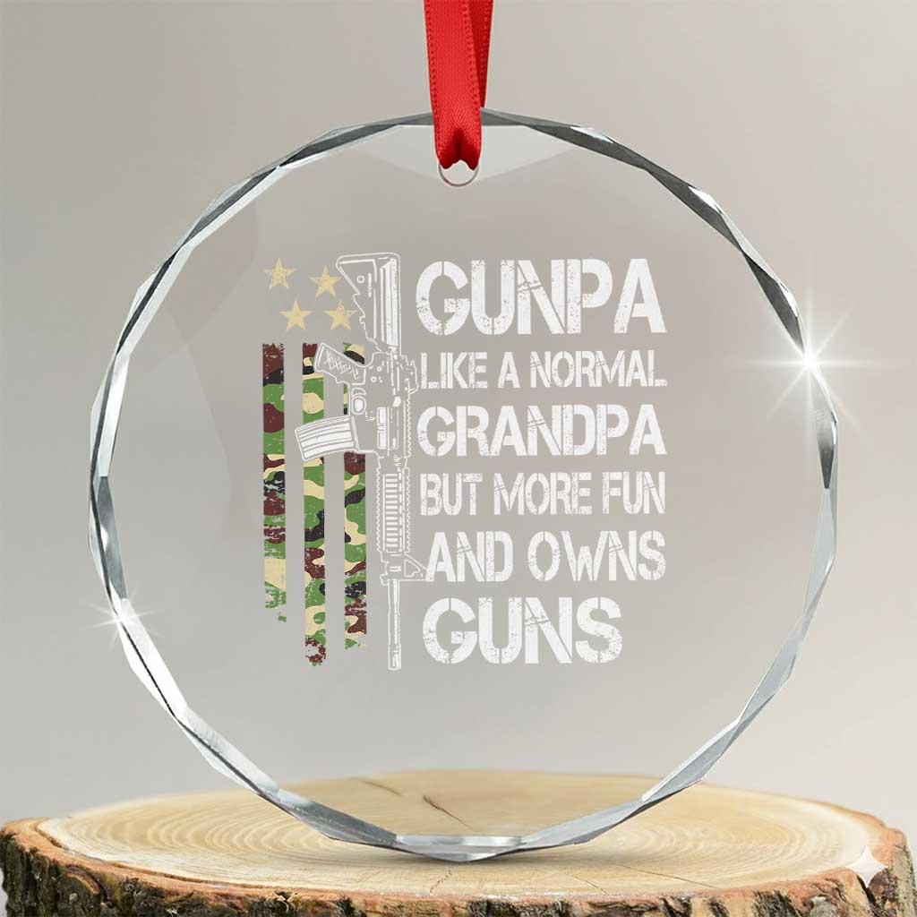 Gunpa Crystal Glass Ornament Guns Grandpa More Fun Camo American Flag USA Camouflage TS10 Transparent Glass 3'' Circle Print Your Wear