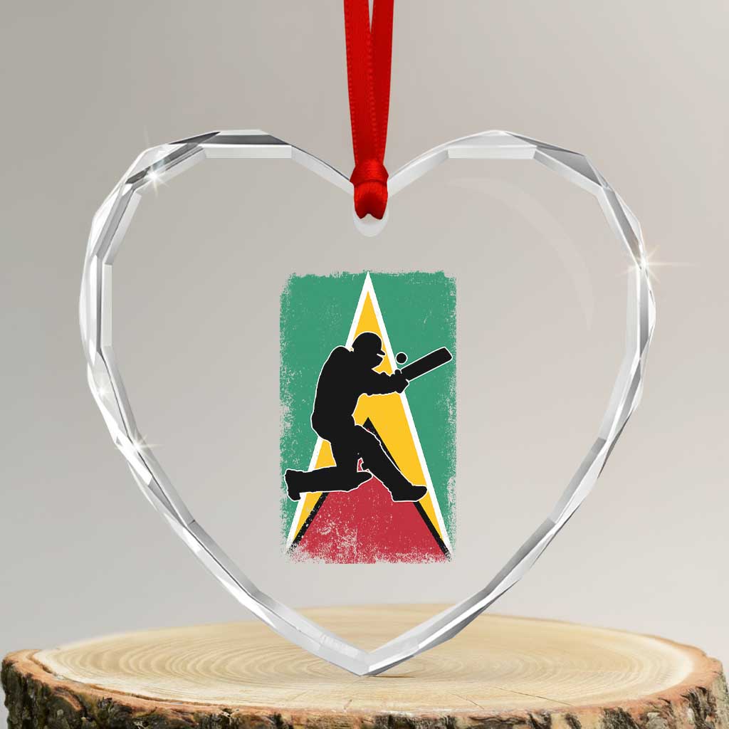 Guyana Cricket Heart Crystal Glass Ornament Retro Vintage Sport Guyanese Flag West Indies Cricket Fan TS10 Transparent Glass 3'' Heart Print Your Wear