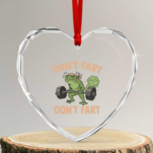 Gym Frog Heart Crystal Glass Ornament Dont Fart Workout Weights Squat Humor TS11 Transparent Glass 3'' Heart Print Your Wear