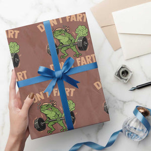 Gym Frog Wrapping Paper Roll Dont Fart Workout Weights Squat Humor TS11 Mocha Print Your Wear