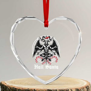 Hail Santa Gothic Christmas Heart Crystal Glass Ornament Baphomet Gothmas Pentagram TS11 Transparent Glass 3'' Heart Print Your Wear