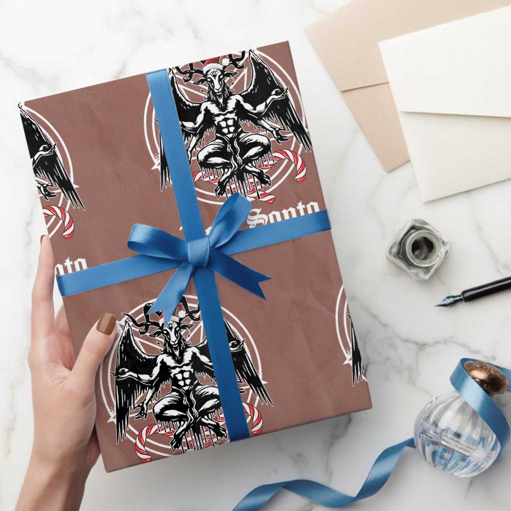 Hail Santa Gothic Christmas Wrapping Paper Roll Baphomet Gothmas Pentagram TS11 Mocha Print Your Wear