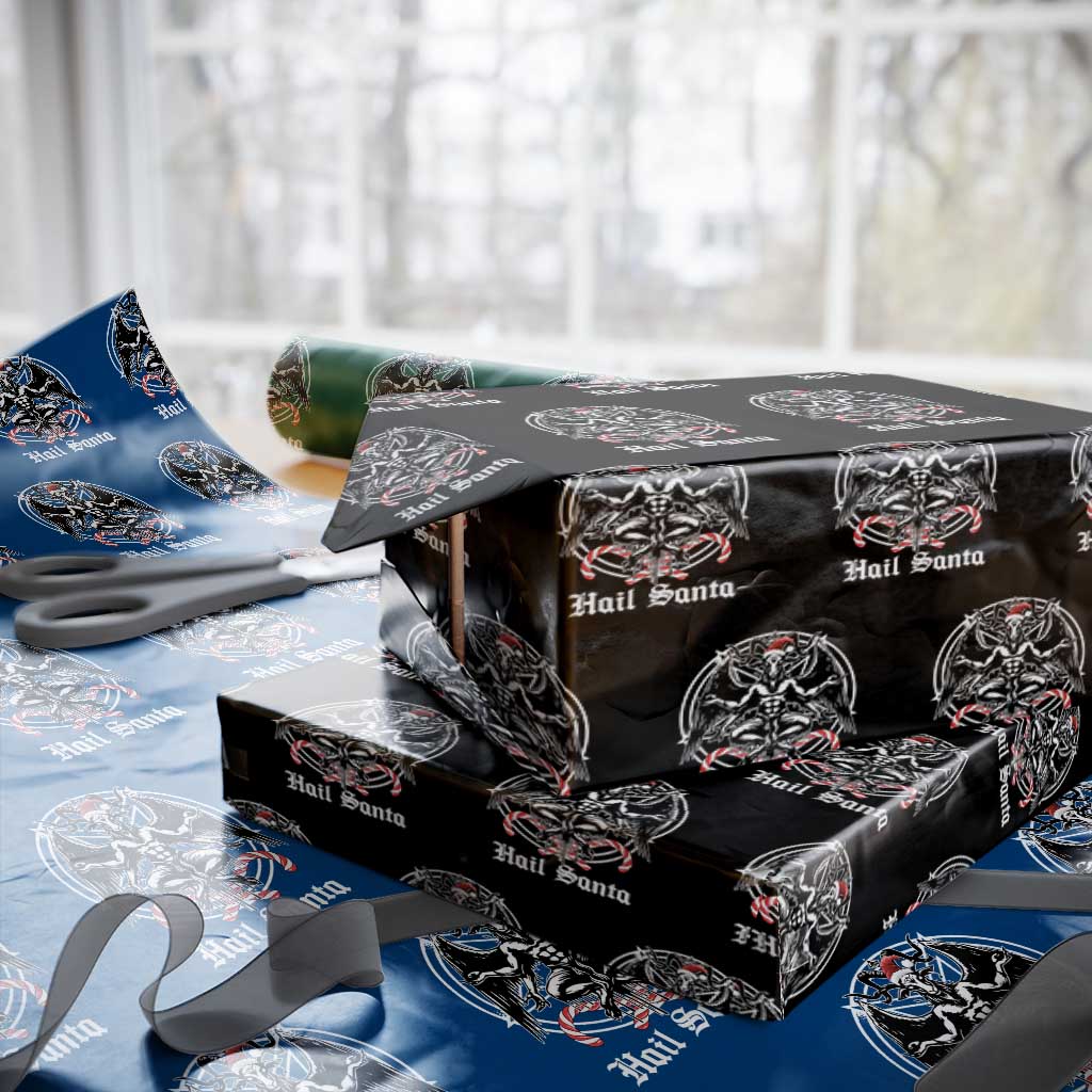 Hail Santa Gothic Christmas Wrapping Paper Roll Baphomet Gothmas Pentagram TS11 Black Print Your Wear