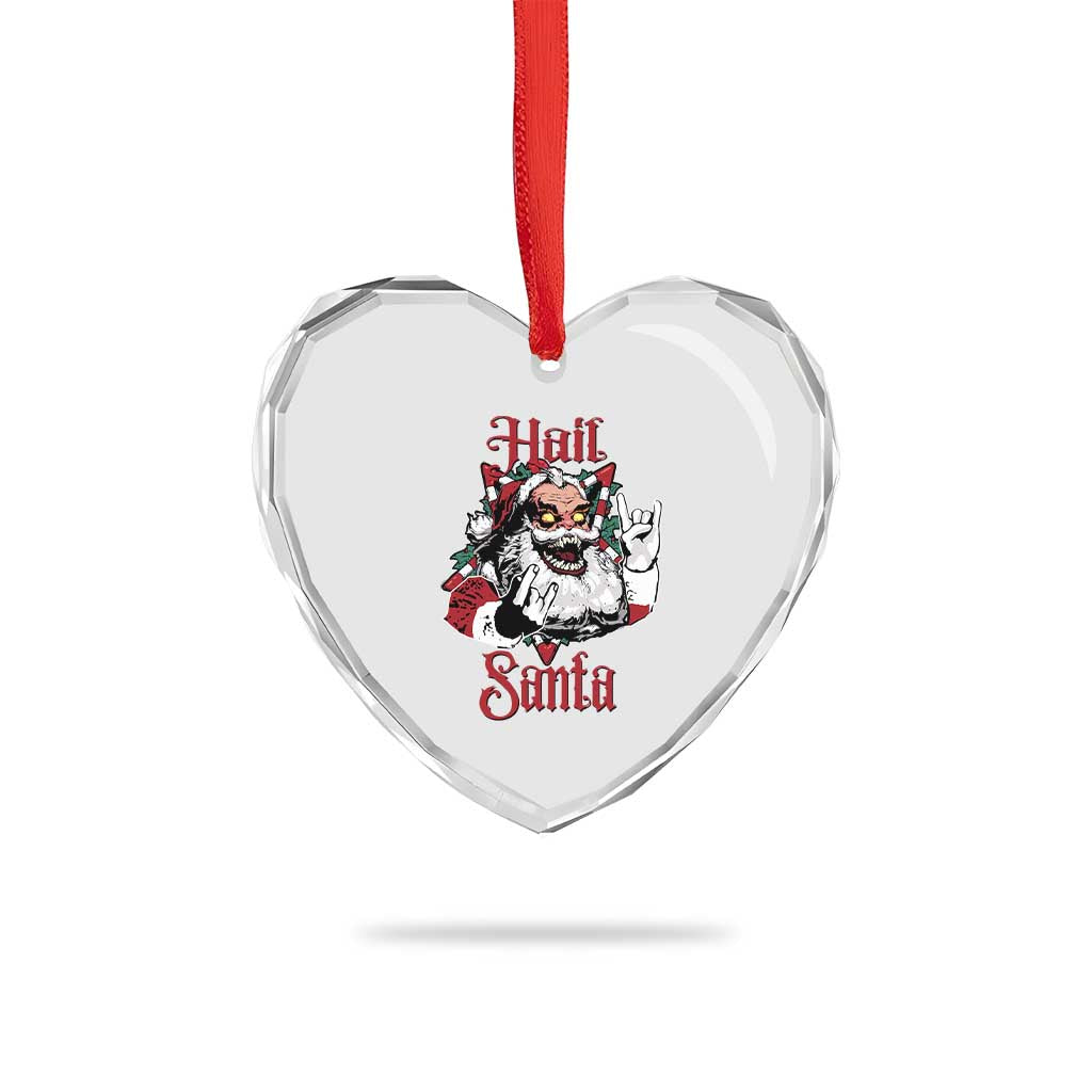 Hail Santa Heavy Metal Christmas Heart Crystal Glass Ornament Krampus Xmas Rock & Roll TS11 Print Your Wear